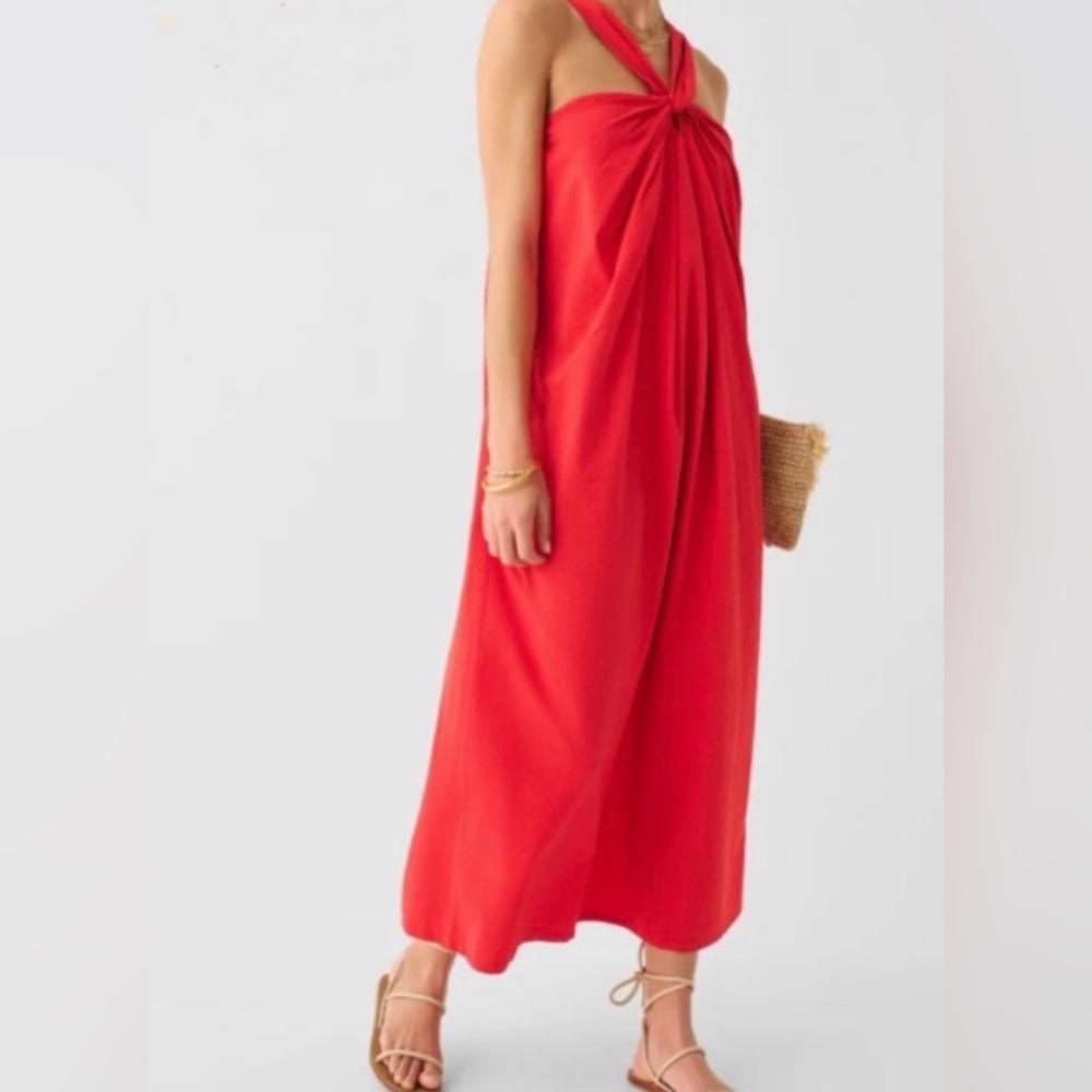 Faherty Bay Twist Dress in Coral Size Small